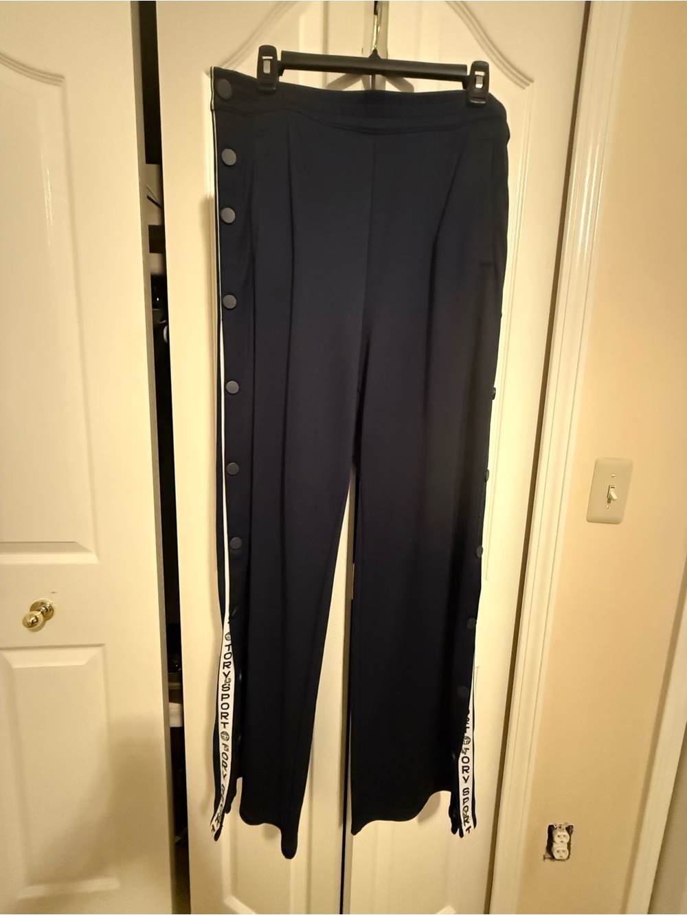 Tory Sport Navy Side-Strip Snap-Front Track Pants